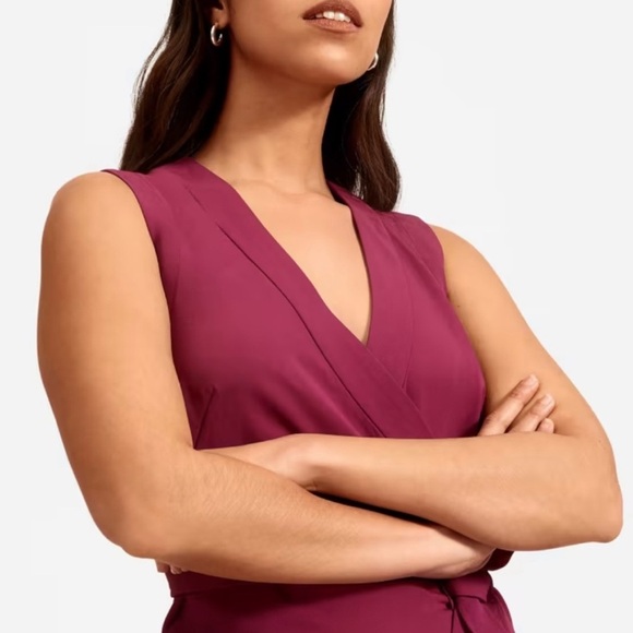 EVERLANE The Japanese GoWeave Sleeveless Wrap Dress Purple 8 - Picture 4 of 10